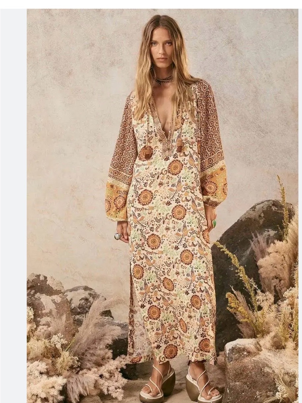 NWOT Spell- Sannah Boho Floral Maxi Dress M - Picture 2 of 5